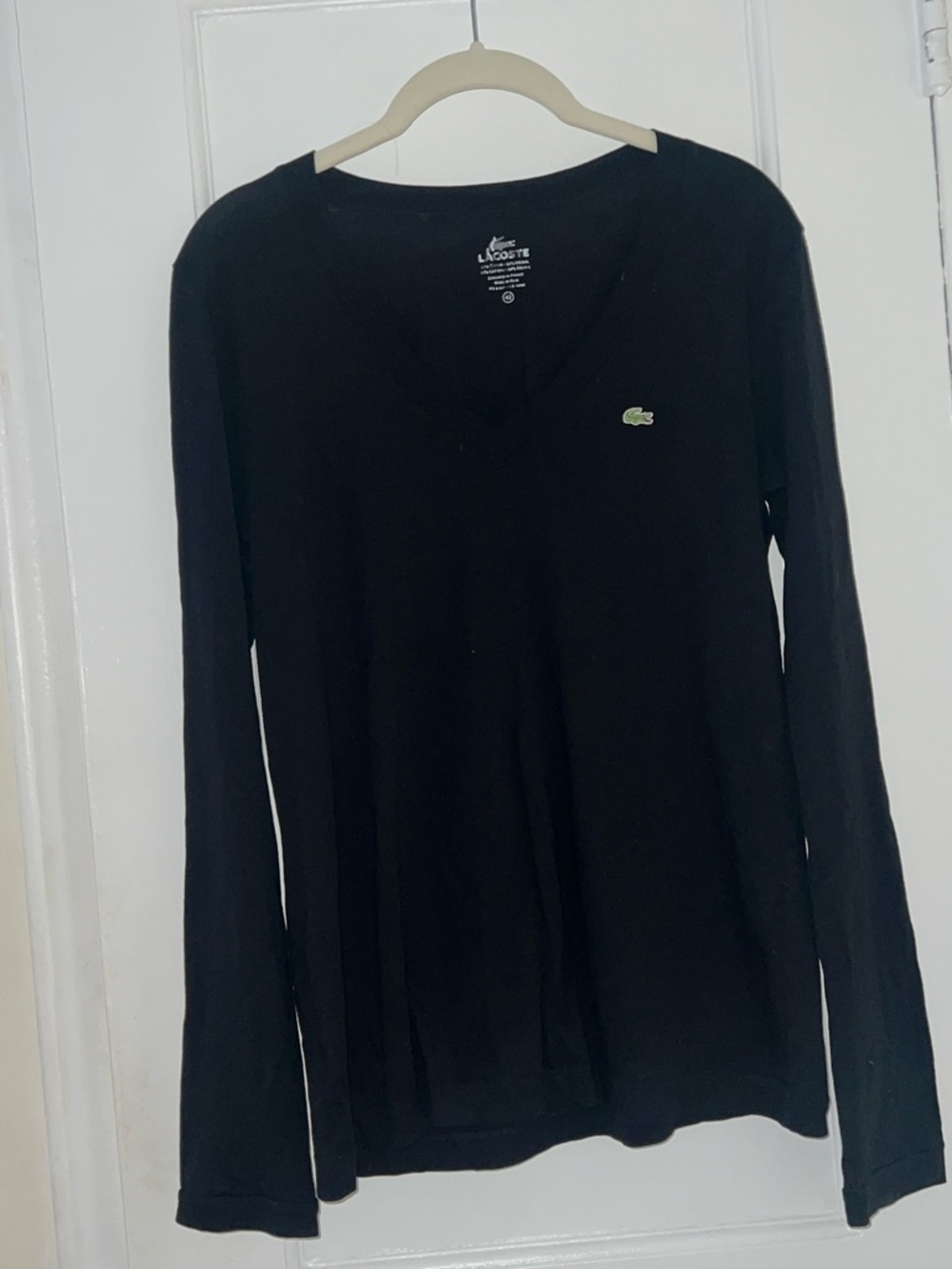 Black Lacoste v neck shirt